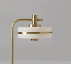 Lampe*Bert frank Lampe à poser, Masina 200, , Ø20cm, H38,3cm - laiton brossé, base satin dove et câble crème