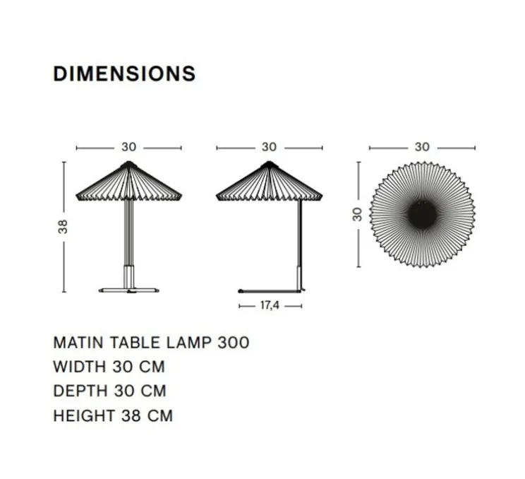 Lampe à poser, Matin 300, bleu placid, base miroir, LED, dim, 2800K, 150 lm, Ø30cm, H38cm - HAY