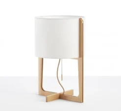 Lampe à poser, Melina, blanc, chêne, Ø33cm, H53cm - Carpyen