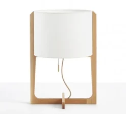 Lampe à poser, Melina, blanc, chêne, Ø33cm, H53cm - Carpyen