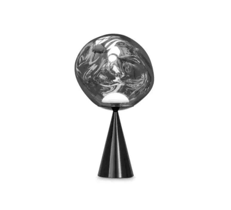 Lampe*Tom Dixon Lampe à poser, Melt Cone Fat, , LED, dim, 3000K, 800 lm, Ø25cm, H46,5cm - argent