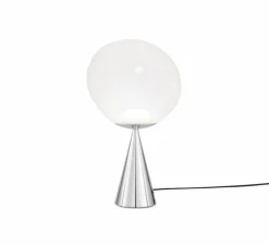 Lampe*Tom Dixon Lampe à poser, Melt Cone Fat, , LED, dim, 3000K, 800 lm, Ø25cm, H64,5cm - opal, argent