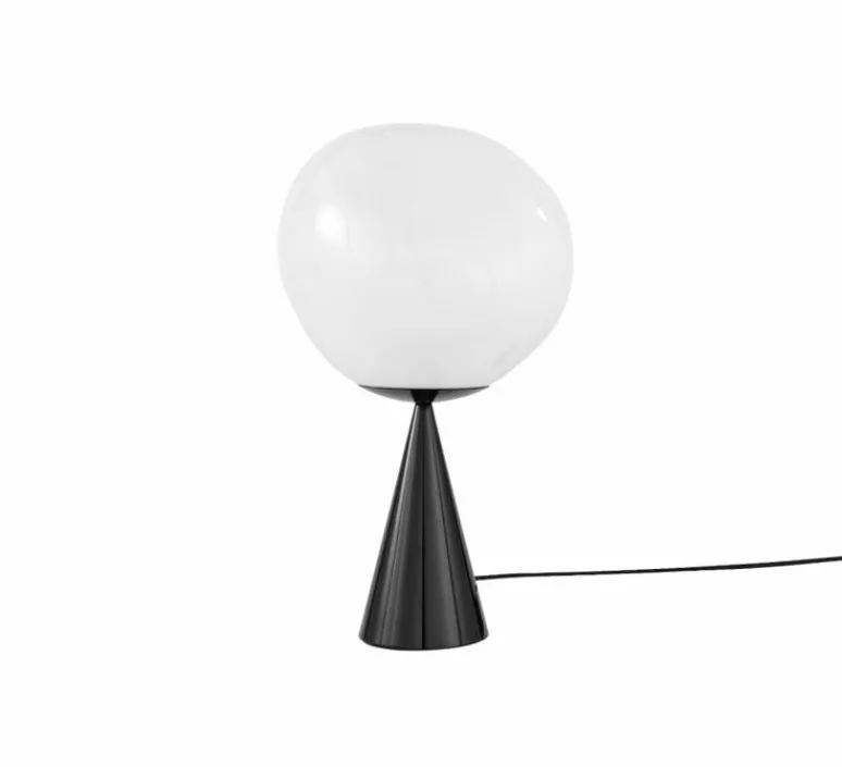 Lampe*Tom Dixon Lampe à poser, Melt Cone Fat, , LED, dim, 3000K, 800 lm, Ø25cm, H64,5cm - opal, noir