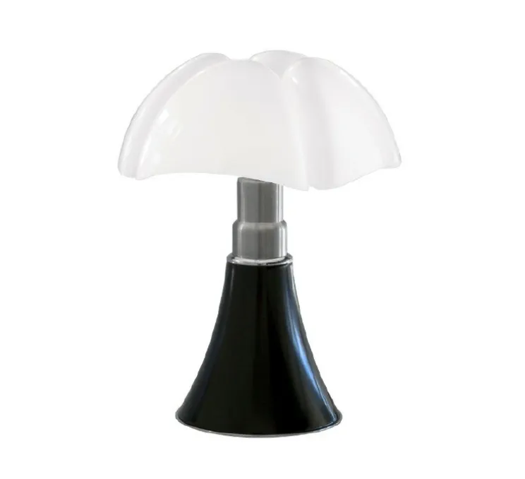 Lampe à poser, Mini Pipistrello, marron foncé, inox et blanc, LED, 2700K, 374lm, Ø27cm, H35cm - Martinelli luce