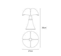 Lampe à poser, Mini Pipistrello, marron foncé, inox et blanc, LED, 2700K, 374lm, Ø27cm, H35cm - Martinelli luce