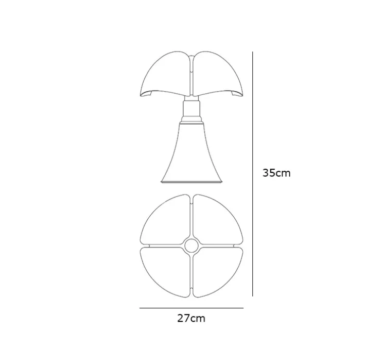 Lampe à poser, Mini Pipistrello, marron foncé, inox et blanc, LED, 2700K, 374lm, Ø27cm, H35cm - Martinelli luce