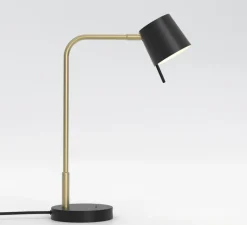 Lampe*Astro Lampe à poser, Miura Desk USB, base or mat, abat-jour noir mat, LED, 2700k, 367 lm, L15cm, H45,3cm - or mat, noir mat