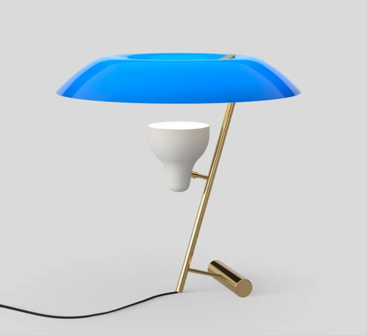 Lampe à poser, Model 548, bleu azur, laiton, LED, 2700K, 738lm, Ø50cm, H50cm - Astep