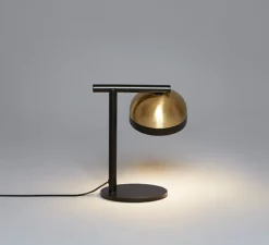 Enfants|Lampe*Tooy Lampe à poser, Molly, 556.31, dôme laiton brossé et bague noir texturé, IP40, LED, dim, 2700K, 800 lm, L17cm, H28cm - dome laiton brossé et bague noir texturé