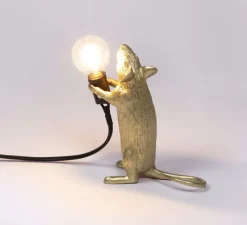 Lampe*Seletti Lampe à poser, Mouse Lamp Step Standing, , L6cm, H14,5cm - Souris, or, USB