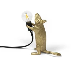 Lampe*Seletti Lampe à poser, Mouse Lamp Step Standing, , L6cm, H14,5cm - Souris, or, USB