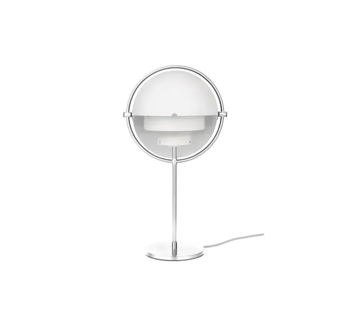 Lampe à poser, Multi-Lite, blanc et chrome, L27cm, H50cm - Gubi