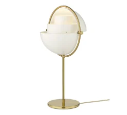 Lampe*Gubi Lampe à poser, Multi-Lite, , Ø25,5cm, H50cm - laiton et blanc