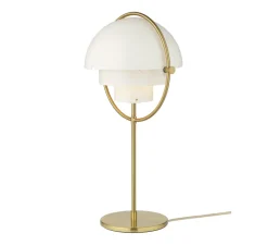 Lampe*Gubi Lampe à poser, Multi-Lite, , Ø25,5cm, H50cm - laiton et blanc