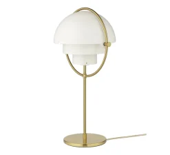 Lampe*Gubi Lampe à poser, Multi-Lite, , Ø25,5cm, H50cm - laiton et blanc