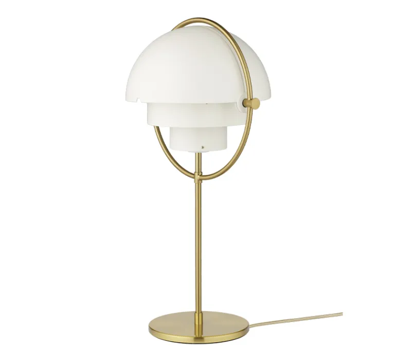 Lampe*Gubi Lampe à poser, Multi-Lite, , Ø25,5cm, H50cm - laiton et blanc