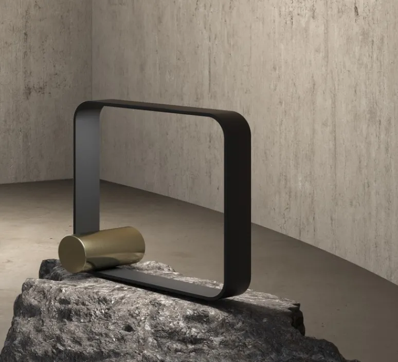 Lampe*Tooy Lampe à poser, Nastro 563.32, , IP40, LED, dim, 2700K, 2000 lm, L22cm, H41cm - noir texturé, laiton brossé