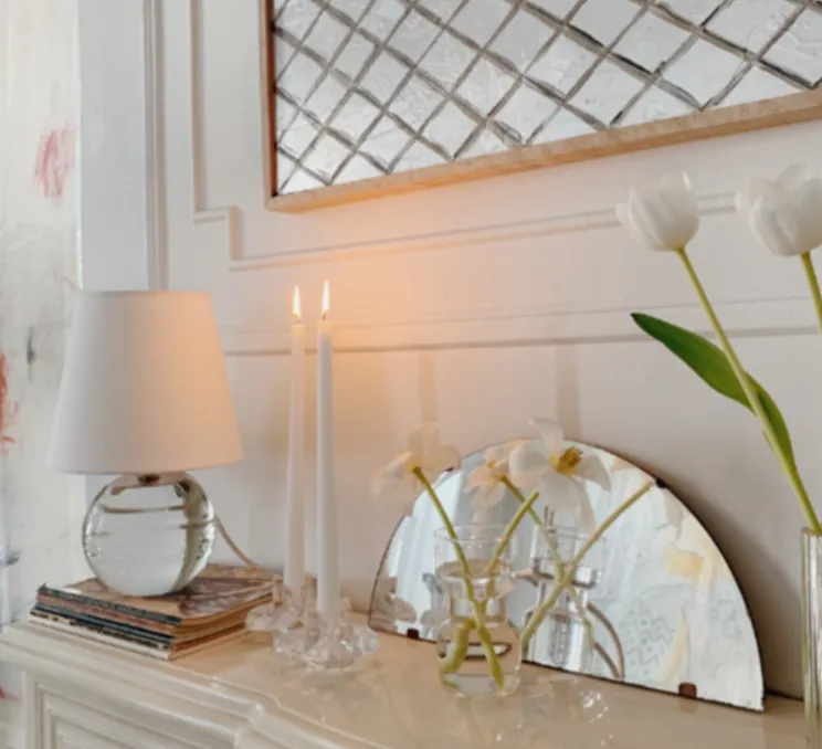 Lampe à poser, Nicole, Cristal, lin, Ø21,6cm, H32cm - Hudson Valley Lighting