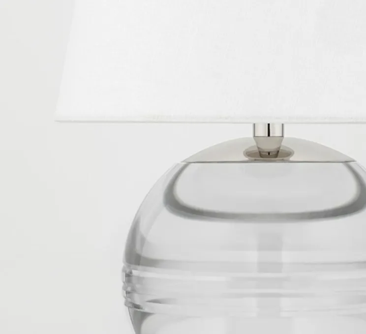 Lampe à poser, Nicole, Cristal, lin, Ø21,6cm, H32cm - Hudson Valley Lighting