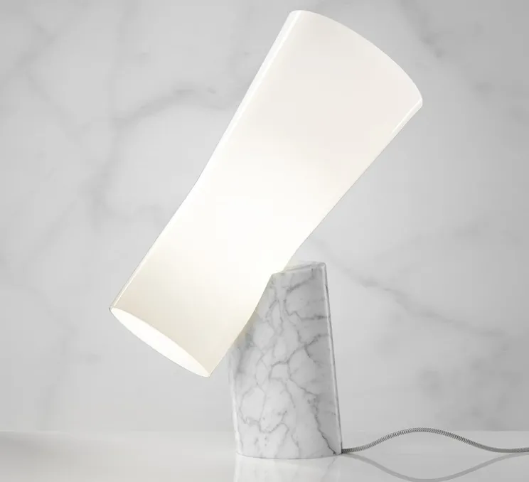 Lampe à poser, Nile, Marbre de carrare, diffuseur blanc, L41cm, H55cm - Foscarini