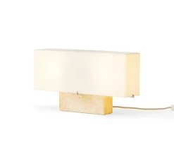 Lampe à poser, Nonna, Travertin, abat-jour sable, L56,5cm, H30cm - Audo Copenhagen