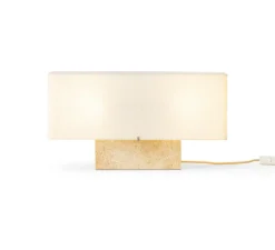 Lampe à poser, Nonna, Travertin, abat-jour sable, L56,5cm, H30cm - Audo Copenhagen