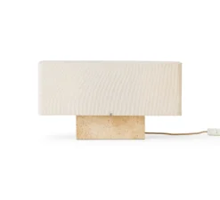 Lampe à poser, Nonna, Travertin, abat-jour sable, L56,5cm, H30cm - Audo Copenhagen