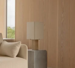 Lampe à poser, Nonna, Travertin, abat-jour sable, Ø23,5cm, H49cm - Audo Copenhagen