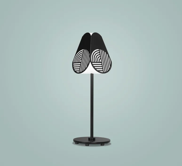 Lampe*Oblure Lampe à poser, Notic, , Ø15,3cm, H47,5cm - noir et blanc