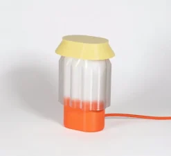 Lampe à poser, Nour, orange, blanc, jaune pastel, L13cm, H20cm - Warren & Laetitia