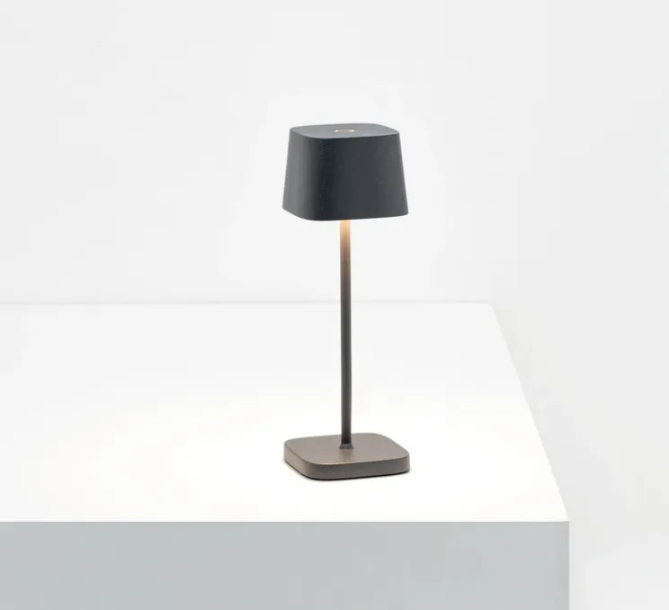 Lampe à poser, Ofelia Micro, gris foncé, IP65, LED, dim, 2200-3000K, 183-195-216 lm, Ø6,7cm, H20cm - Zafferano