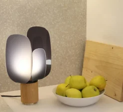 Lampe à poser, Ophelia Small, chêne, noir, Ø13,5cm, H31,5cm - Alma light