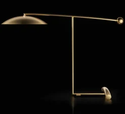 Lampe*Lumen Center Italia Lampe à poser, Orbit, , LED, dim, 3000k, 1480 lm, L56cm, H84cm - laiton satiné