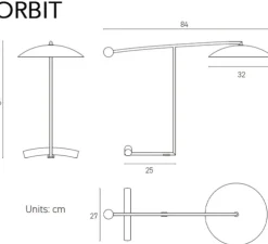 Lampe à poser, Orbit, laiton satiné, LED, dim, 3000k, 1480 lm, L56cm, H84cm - Lumen Center Italia