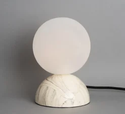 Lampe à poser, Ovata, marbrée, laiton poli, Ø15cm, H22cm - Mullan Lighting