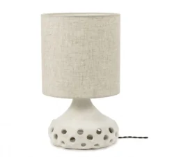 Lampe à poser, Oya 1, corps blanc, abat-jour beige, Ø25cm, H42cm - Serax
