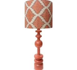 Lampe*Popus Éditions Lampe à poser, Pamela, Ø35cm, H87cm - Terracotta laqué et abat-jour à motifs terracotta,