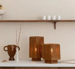 Lampe*Good&Mojo Lampe à poser, Panama L, , Ø24cm, H36cm - marron