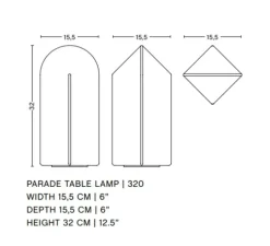 Lampe à poser, Parade 320, rose blush, LED, dim, 2800K, 150 lm, Ø15,5cm, H32cm - HAY