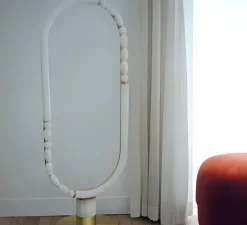 Lampe*Ame Editions Manufacturées Lampe à poser, Pearl L, , albâtre, LED, 2700K, 3792 lm, TRIAC, L44cm, H115cm - AME EDITIONS MANUFACTUREES laiton satiné