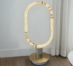 Lampe*Ame Editions Manufacturées Lampe à poser, Pearl S, , albâtre, LED, 2700K, 2370 lm, TRIAC, L36cm, H79cm - AME EDITIONS MANUFACTUREES laiton satiné