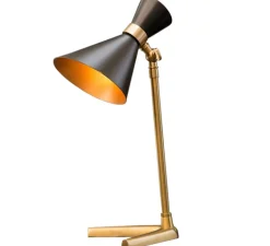 Lampe*Gong Lampe à poser, Peggy, , L18cm, H46cm - noir et or