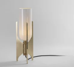 Lampe à poser, Pennon, laiton, verre opalin, Ø14cm, H42cm - Bert Frank