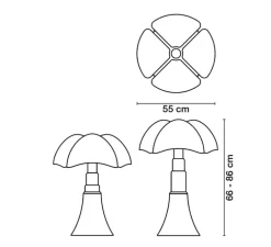 Lampe à poser, Pipistrello, Vert foncé, Ø55cm, H86cm - Martinelli Luce