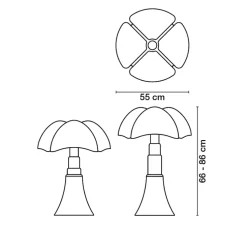 Lampe à poser, PIPISTRELLO, noir, brillant, Ø55cm, H86cm - Martinelli-luce