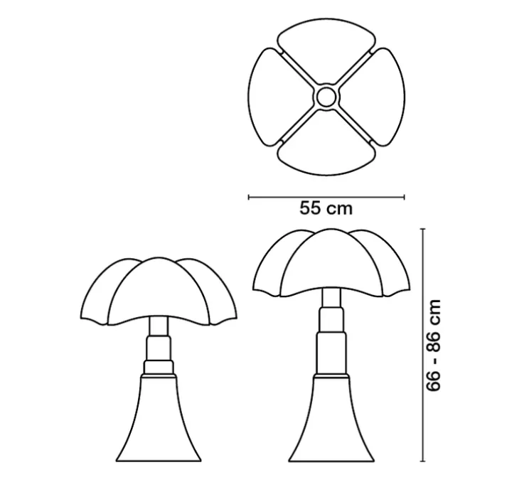 Lampe à poser, PIPISTRELLO, noir, brillant, Ø55cm, H86cm - Martinelli-luce