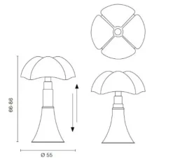 Lampe à poser, Pipistrello Pop, Medium, jaune, LED, 2700K, 1400 lm, variation, H62cm, Ø40cm - Martinelli Luce