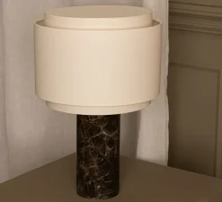 Lampe*Simone & Marcel Lampe à poser, Pipito Duoble, , Ø25cm, H39cm - Marbre Marron