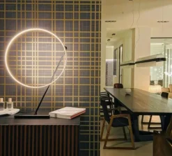 Lampe*KDLN Lampe à poser, Poise, , LED, dim, 2700k, 1050 lm, Ø48,5cm, H109cm - noir et blanc