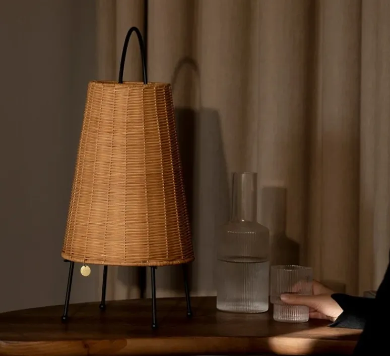 Lampe*Ferm Living Lampe à poser, Porti Braided, , LED, dim, 2700K, 50 lm, Ø25cm, H50cm - naturel